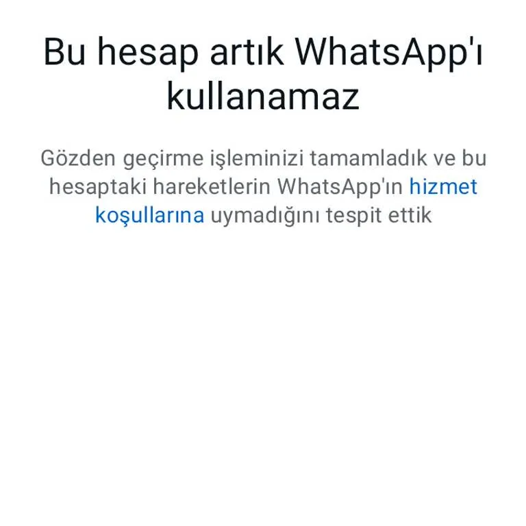 Bu hesap artık whatsapp kullanamaz